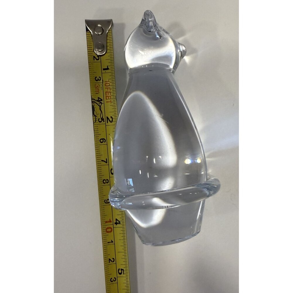 Clear Glass Cat Figurine Paperweight 4.5" Elegant Home/Office Decor Handcrafted - Picture 4 of 4